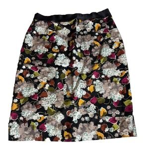 Anthropology‎ Girls From Savoy Women Skirt Sz 12 Floral Pencil Linen Blend Lined